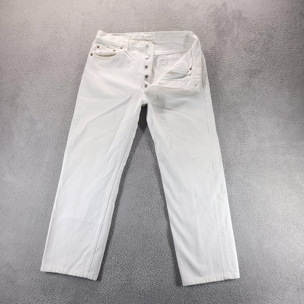 VTG Levis 501 Jeans Mens 36x30 White Straight Button Fly Made In USA 90s